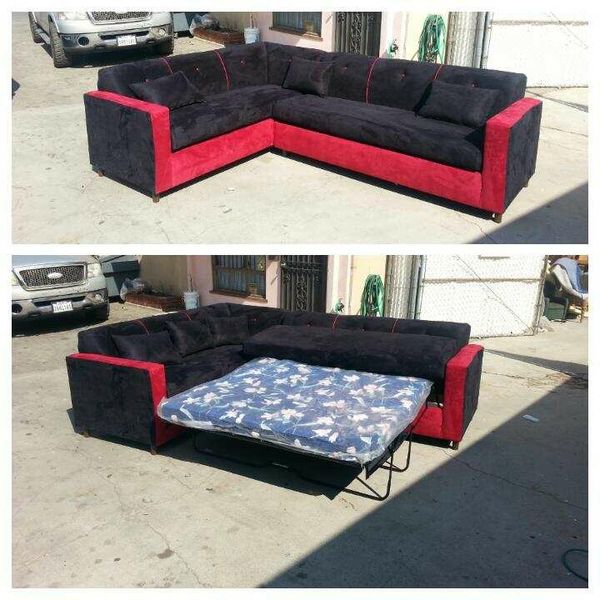 New 7x9ft Black Microfiber Combo Sectional With Sleper Couches