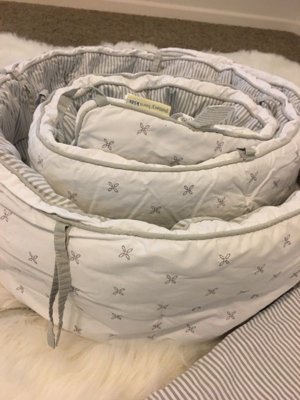Pottery Barn kids baby crib bedding .bumper and skirt, crib sheet( like