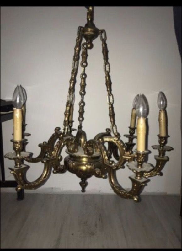 Antique Brass Chandelier 6 Candles Lights Antiques In Plantation Antique Brass Chandelier 6 Candles Lights