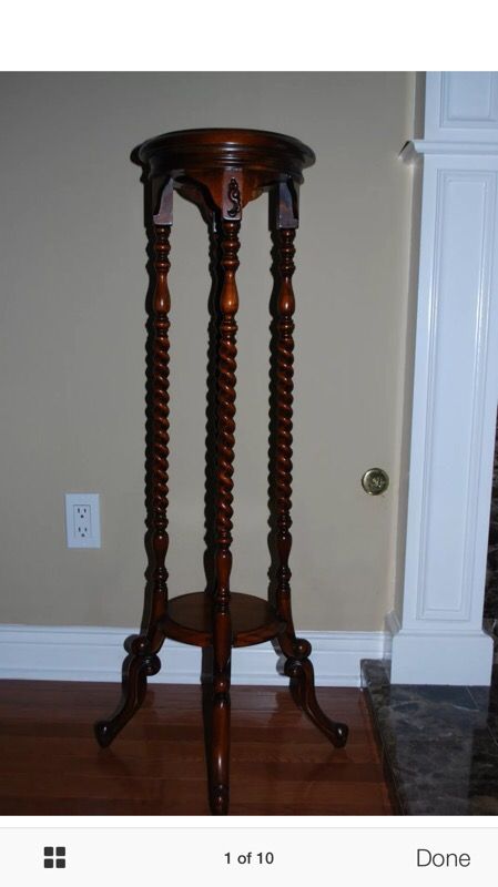 Antique Mahogany Two Tier Barley Twist Plant Stand ...