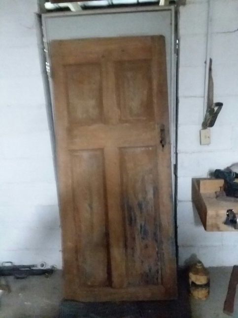 Antique 4 panel wooden door with brass latch handle (Home & Garden ... Antique 4 panel wooden door with brass latch handle (Home & Garden ...