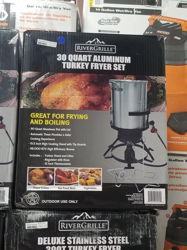 rivergrille 30 quart aluminum turkey fryer set appliances in aluminum turkey flyer