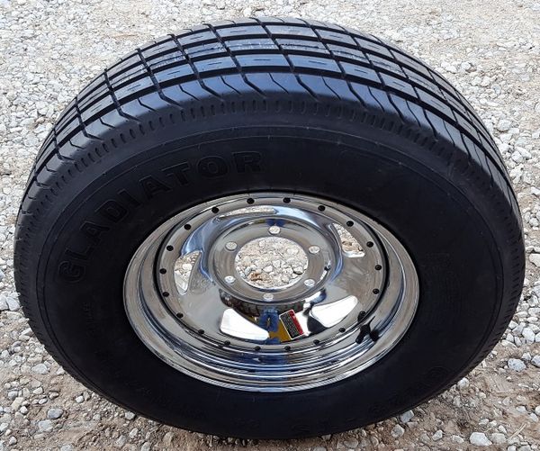 Chrome Blade Trailer Wheels and Tires 15" 6 Lug with 225/75/R15 10 Ply Gladiator (Auto Parts) in