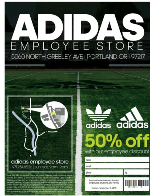 Adidas employee store pass (General) in Portland, OR