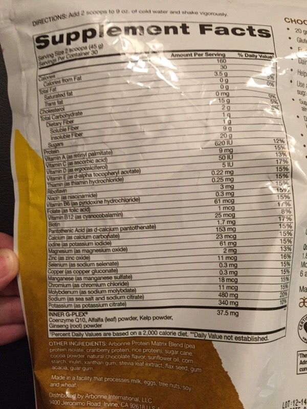 Arbonne Chocolate Protein Powder Nutrition Facts Nutrition Ftempo 2228