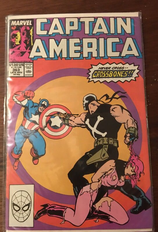 1989 Captain America 363 Versus Crossbones Marvel Comics Comic Book Avengers 1989 Captain America 363 Versus Crossbones Marvel Comics Comic Book Avengers