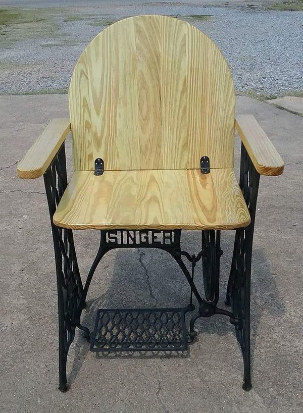 Vintage cast iron Singer sewing machine base converted to a chair