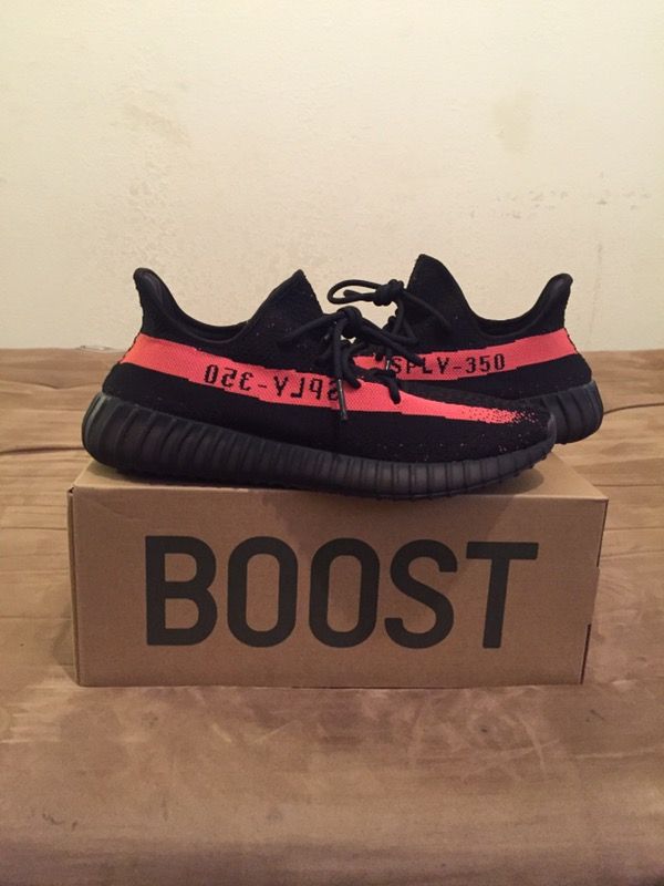 Buy Men 's Yeezy boost sply 350 v2 stripe solar red white CP 9654