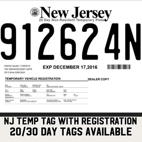 NJ temp tags (Cars & Trucks) in South Hackensack, NJ