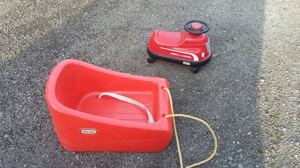 vintage little tikes infant toddler pull sled and radio flyer bumper radio flyer baby sled