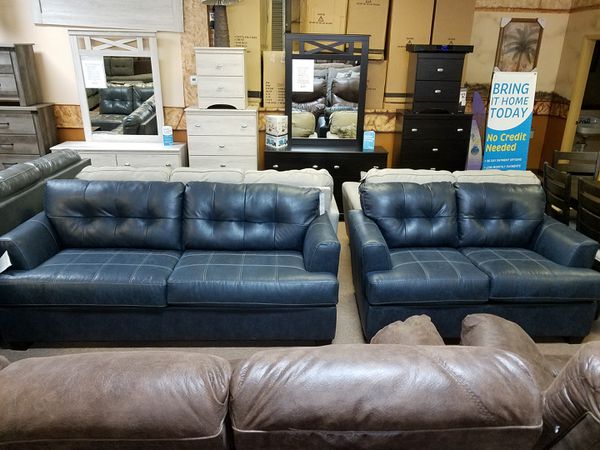 ashley furniture navy blue sofa and loveseat set (furniture) in
